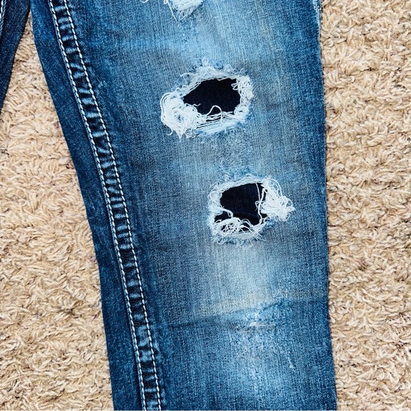 Silver Jeans Stylish Blue Denim Skinny Jeans Distressed 31 X 33 Women’s - Picture 5 of 12